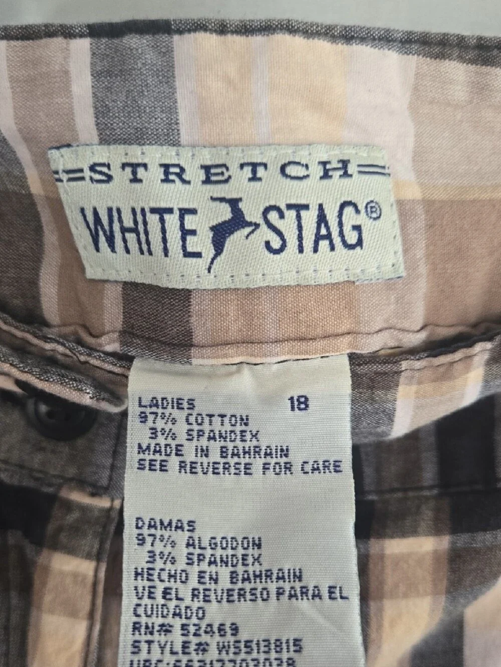 White Stag Plaid Capri Pants in Beige and Black